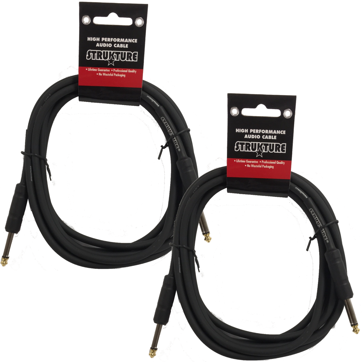 2 PACK Black Strukture 6ft Instrument Cable Thick ABS sleeve SC06 Lifetime Warranty!