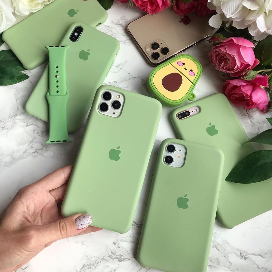 iPhone Silicone Case Matcha Green Full Body Protective Phone Cover