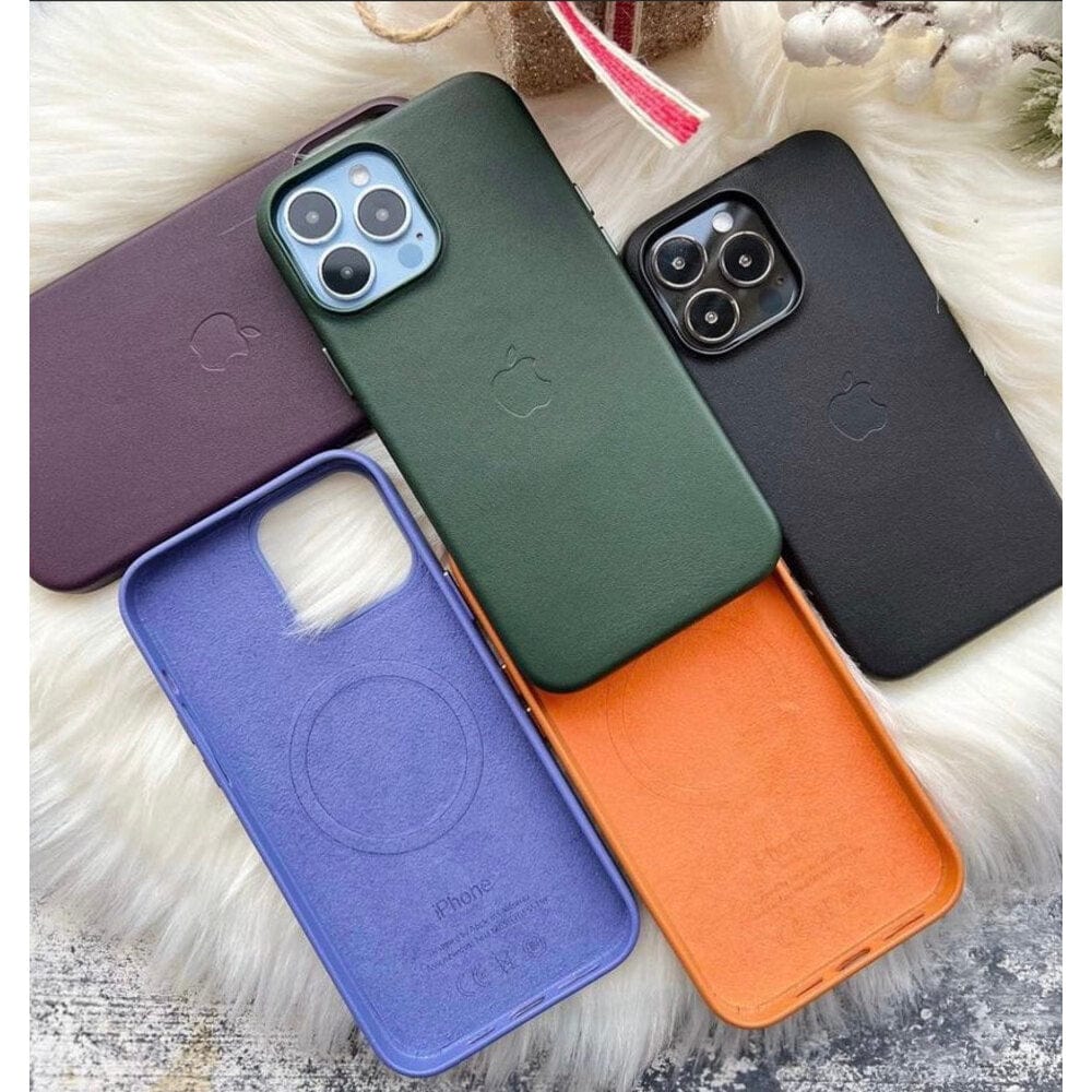 iPhone Leather Case with MagSafe Protective Full Body TPU Cover