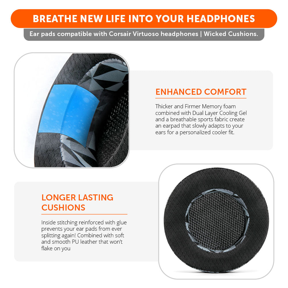 WC FreeZe Cooling Gel Earpads Corsair Virtuoso Headphones