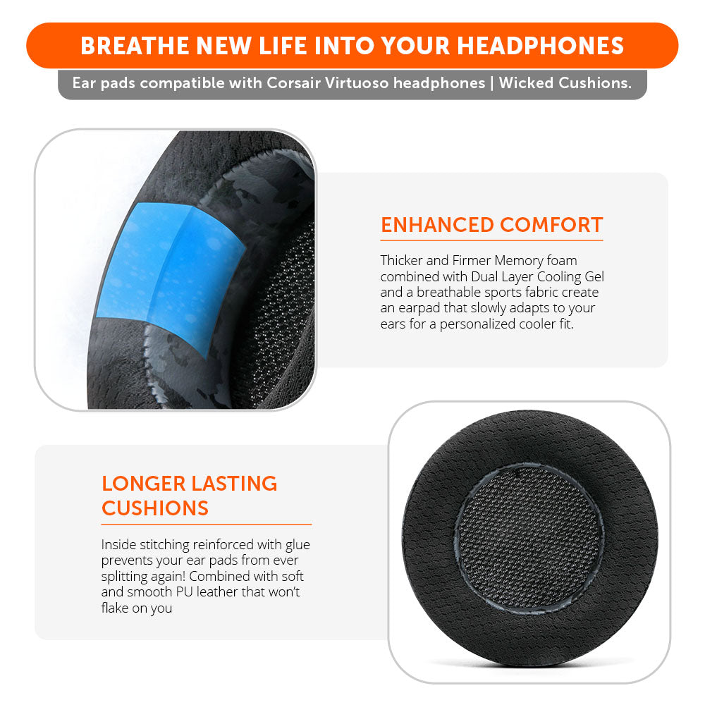 WC FreeZe Cooling Gel Earpads Corsair Virtuoso Headphones