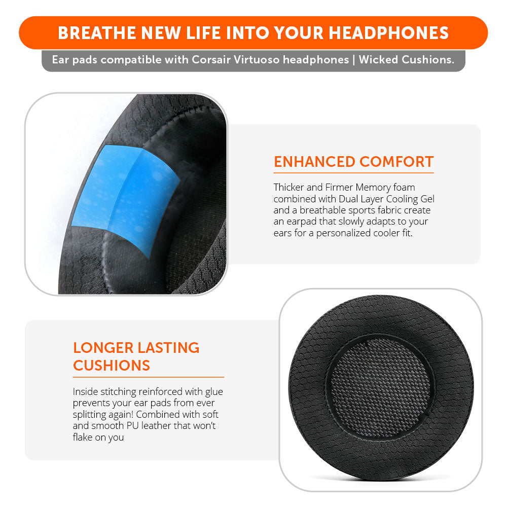 WC FreeZe Cooling Gel Earpads Corsair Virtuoso Headphones