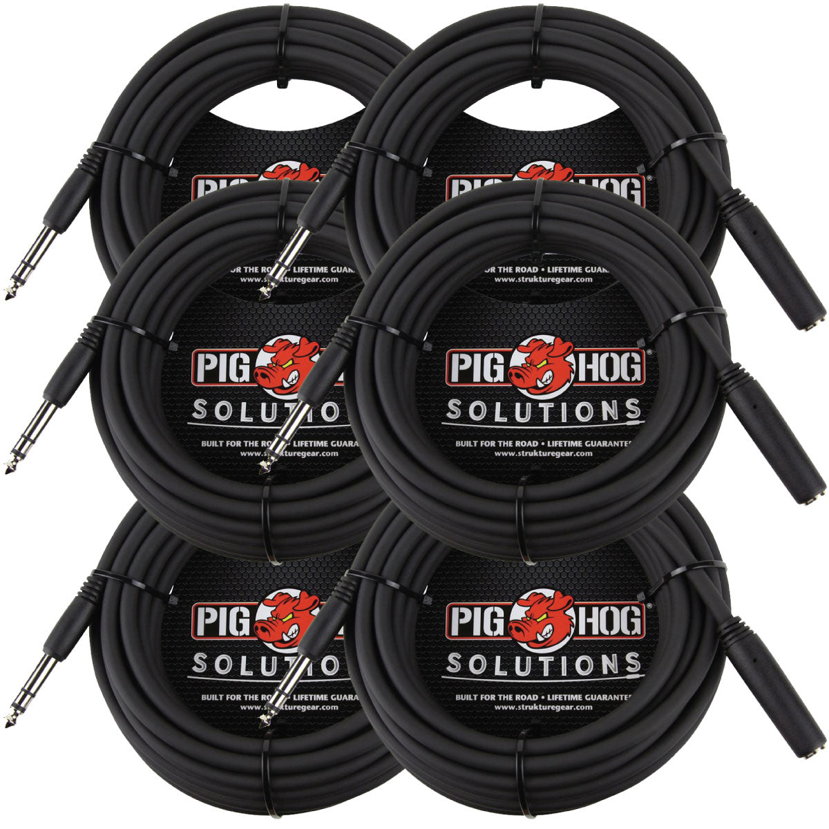 6 PACK Pig Hog PHX14-25 Solutions - 25ft Headphone Extension Cable, 1/4" - NEW