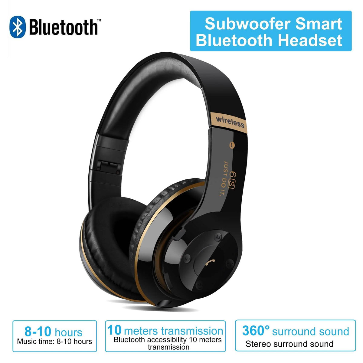 Wireless Bluetooth Heavy Bass Over Ear Stereo Headphones