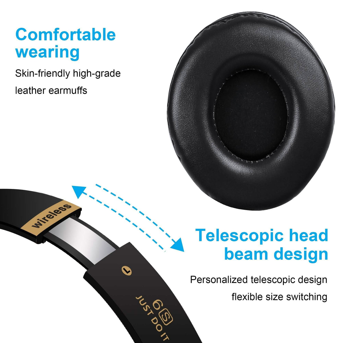 Wireless Bluetooth Heavy Bass Over Ear Stereo Headphones