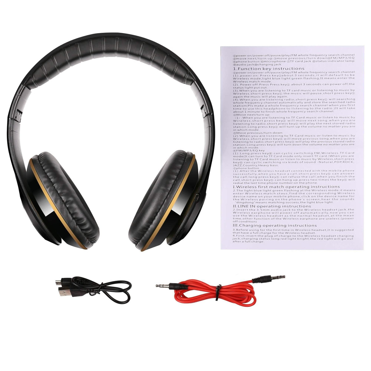 Wireless Bluetooth Heavy Bass Over Ear Stereo Headphones
