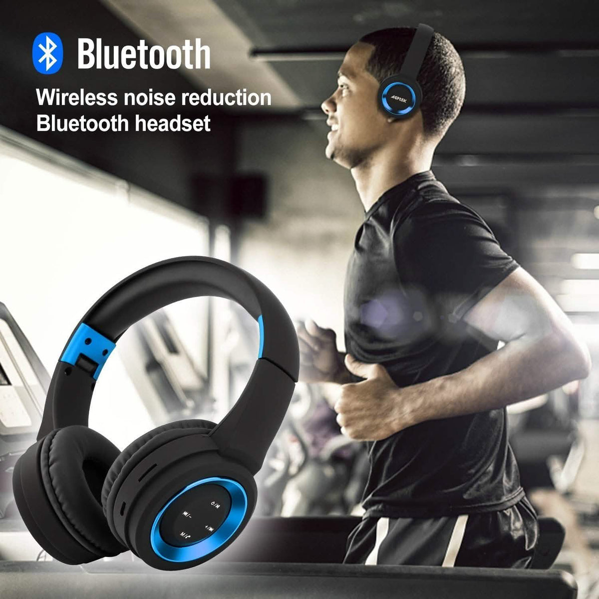 Wireless Noise Cancelling Over Ear Bluetooth Headphones Headset with Microphone