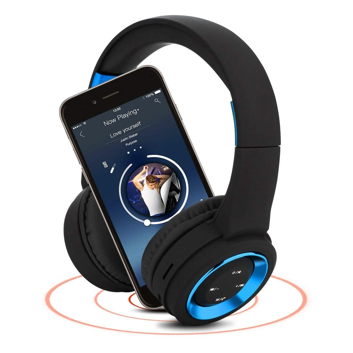 Wireless Noise Cancelling Over Ear Bluetooth Headphones Headset with Microphone