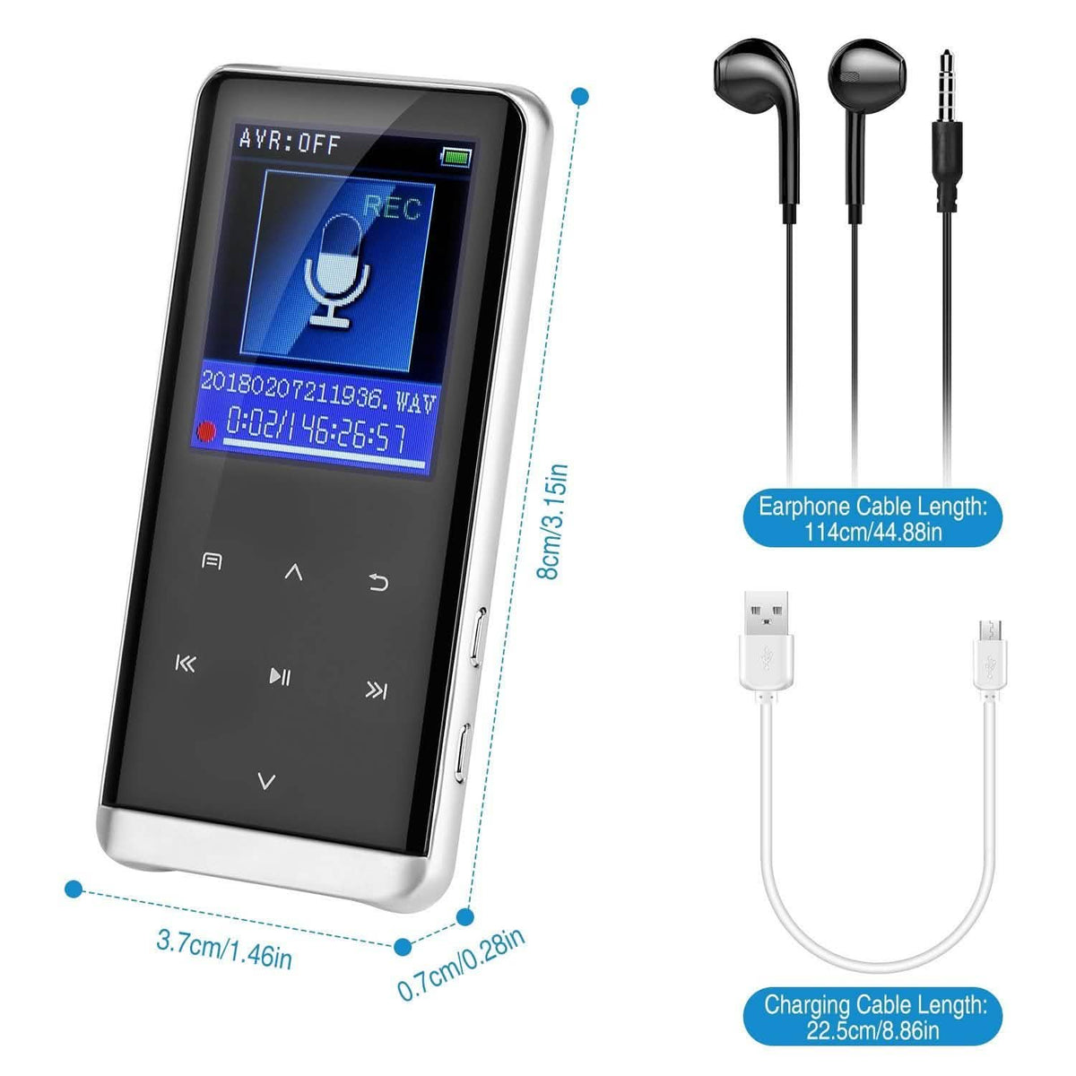 Wireless 32G Digital Music HiFi MP3 Player with Voice Recorder