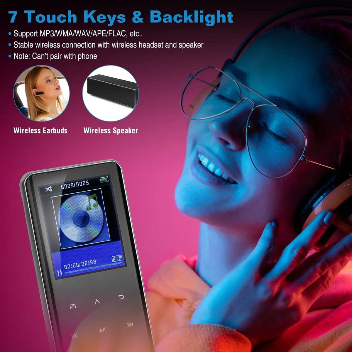 Wireless 32G Digital Music HiFi MP3 Player with Voice Recorder