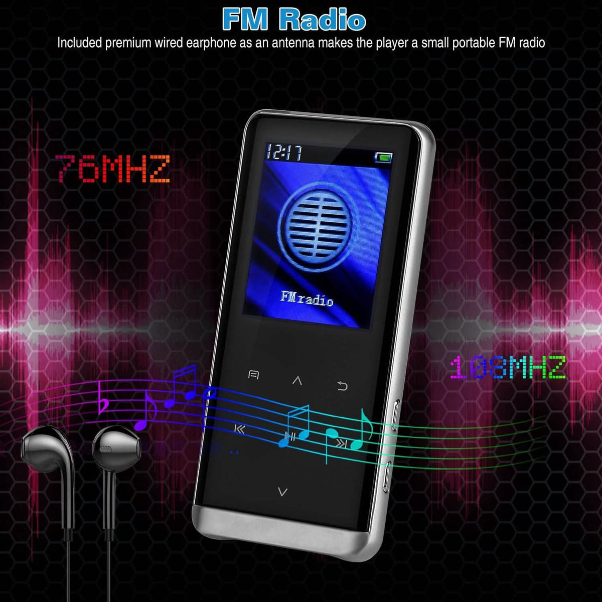 Wireless 32G Digital Music HiFi MP3 Player with Voice Recorder