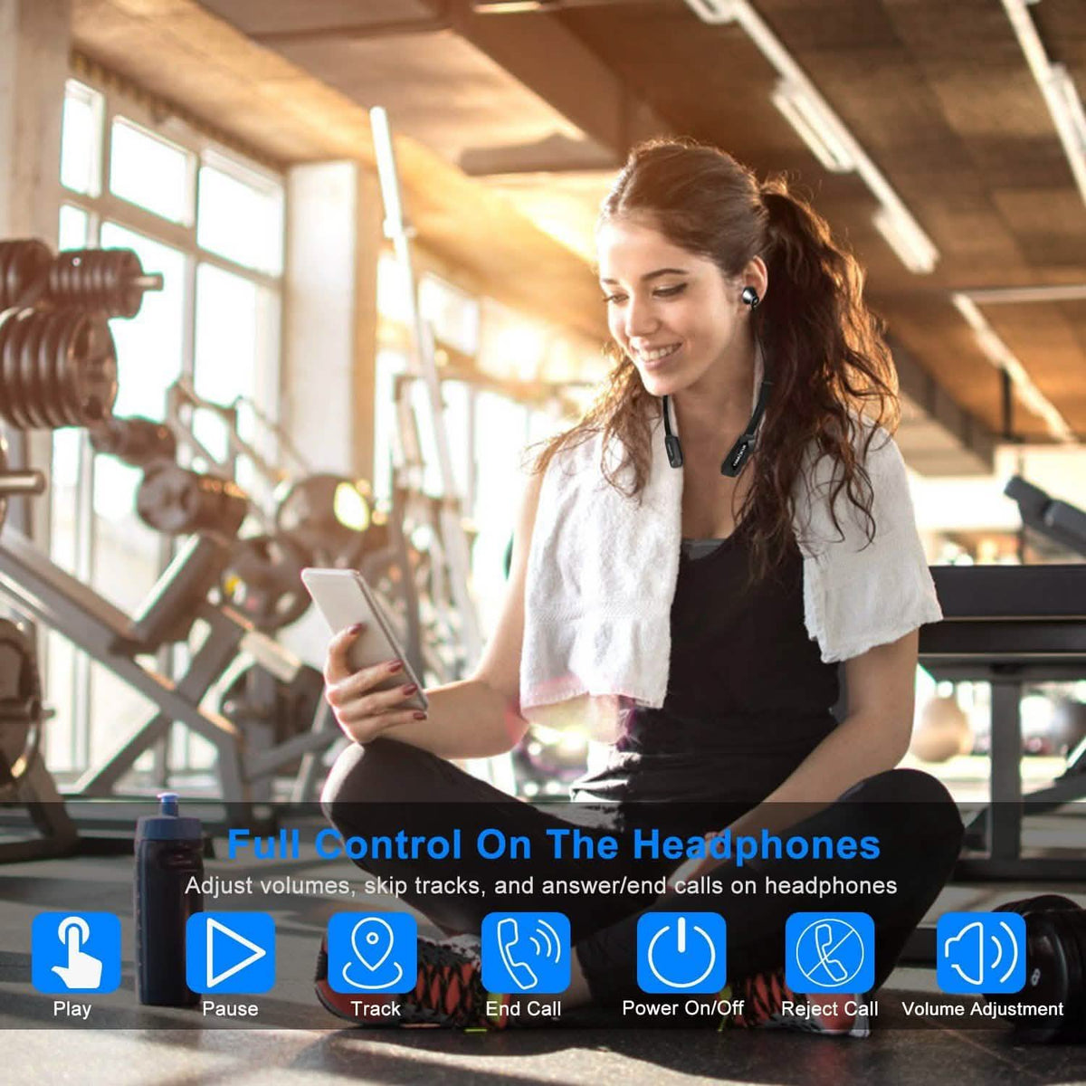 Wireless Neckband V4.2 Bluetooth Headphones with Noise-Canceling Microphone