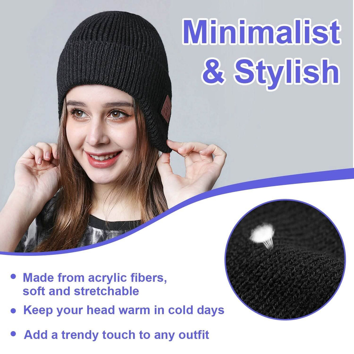 Wireless V5.0 Rechargeable Beanie Hat with Headphones