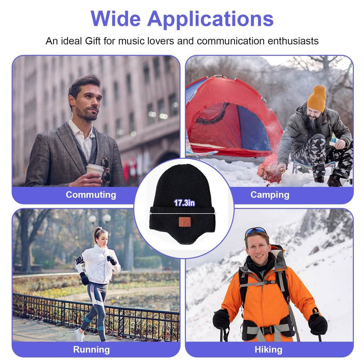 Wireless V5.0 Rechargeable Beanie Hat with Headphones