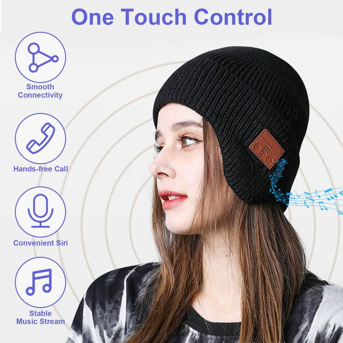 Wireless V5.0 Rechargeable Beanie Hat with Headphones