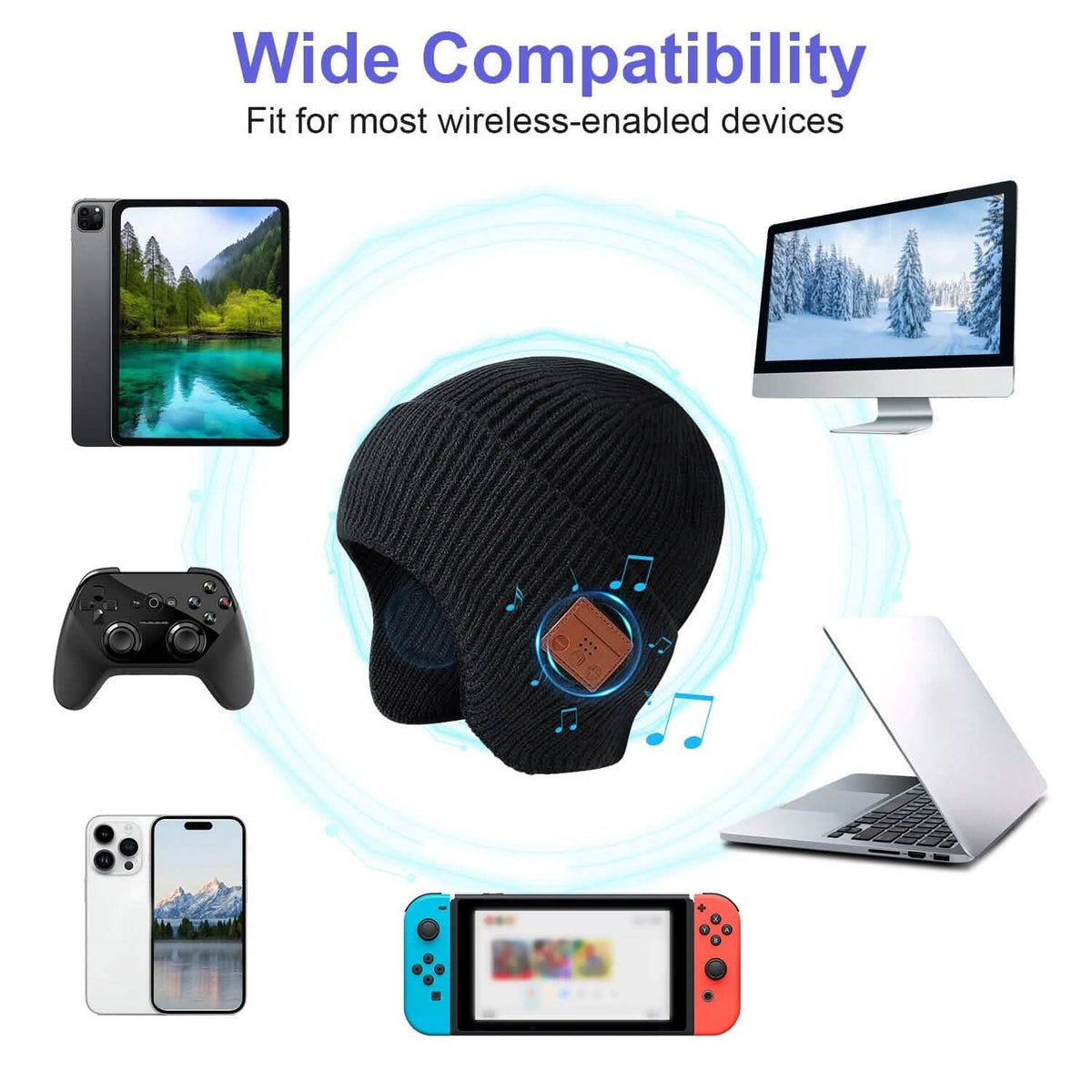 Wireless V5.0 Rechargeable Beanie Hat with Headphones