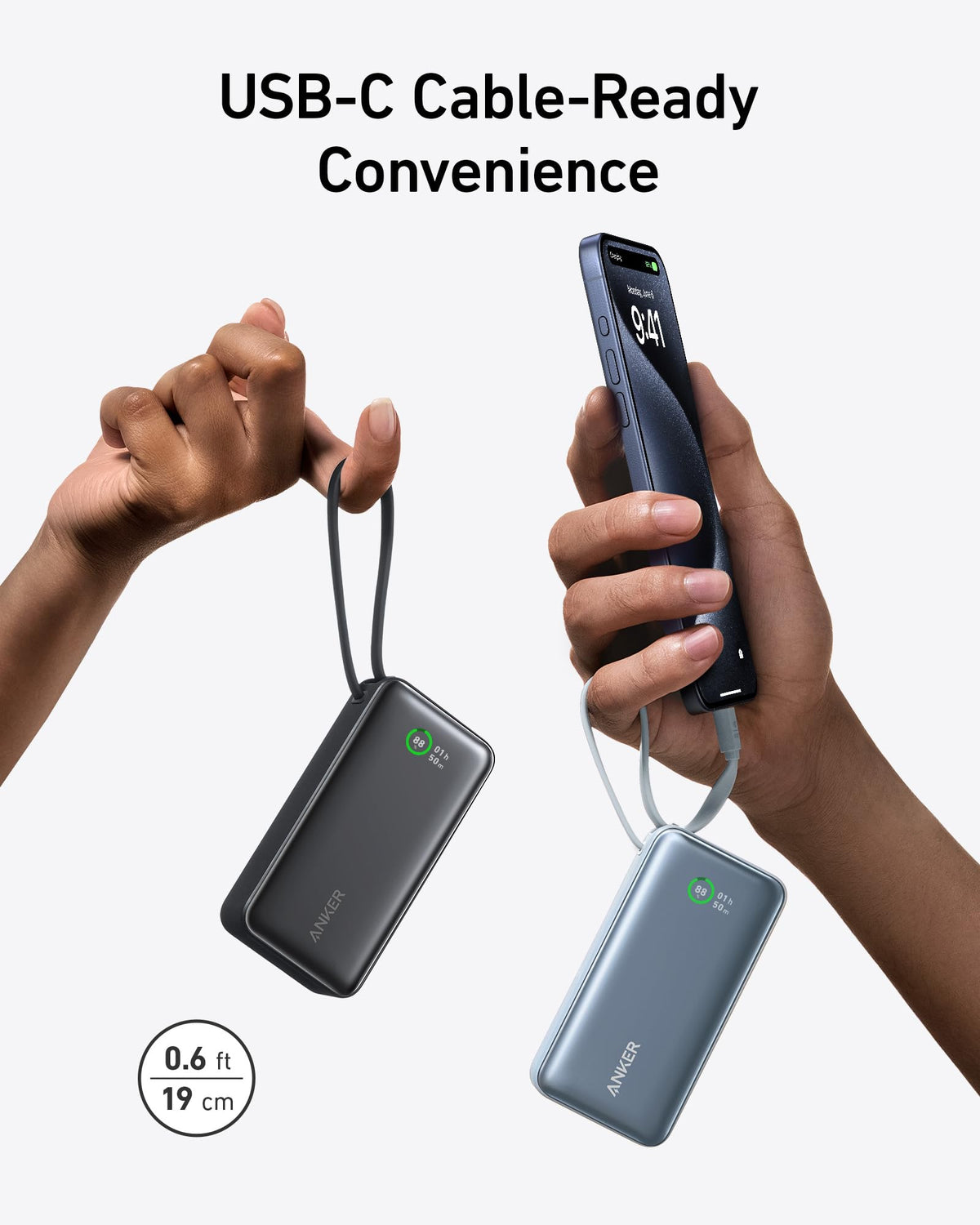 Anker Nano 30W Power Bank with Built-In USB-C Cable