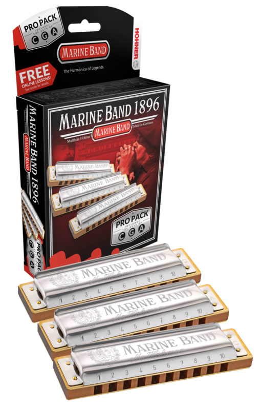 Hohner Marine Band 1896 Pro Pack 3-piece Harmonica Set-NEW