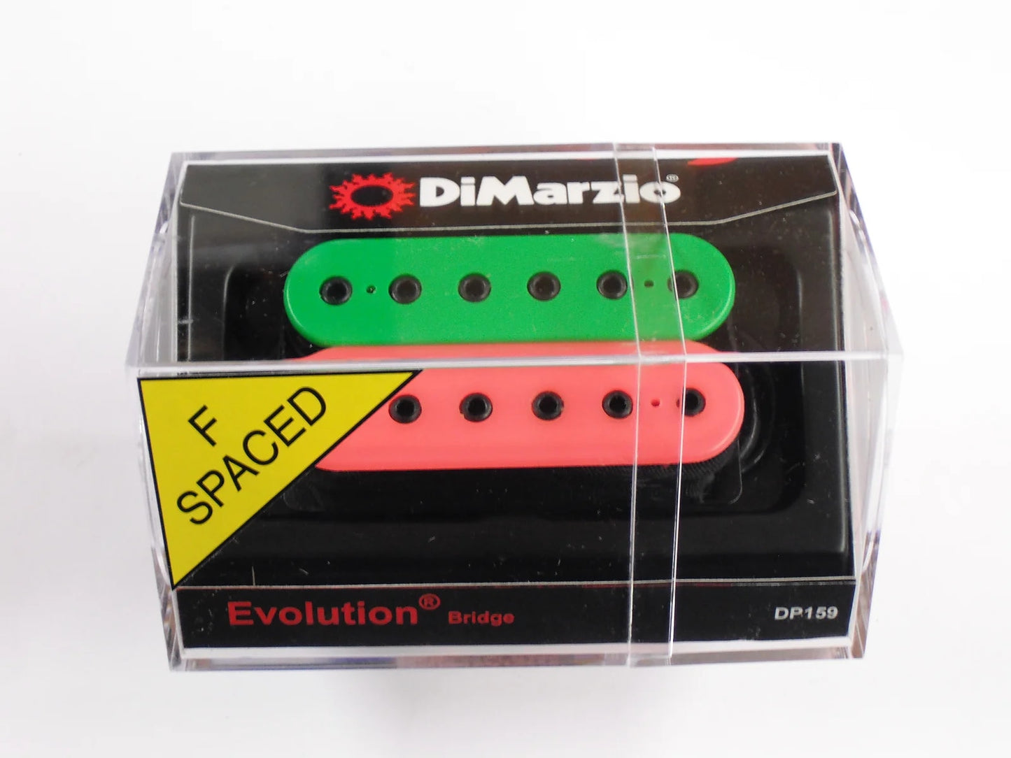 DiMarzio DP158 Evolution Neck Humbucker Pickup - F-spaced Green & Pink with Black Poles -NEW