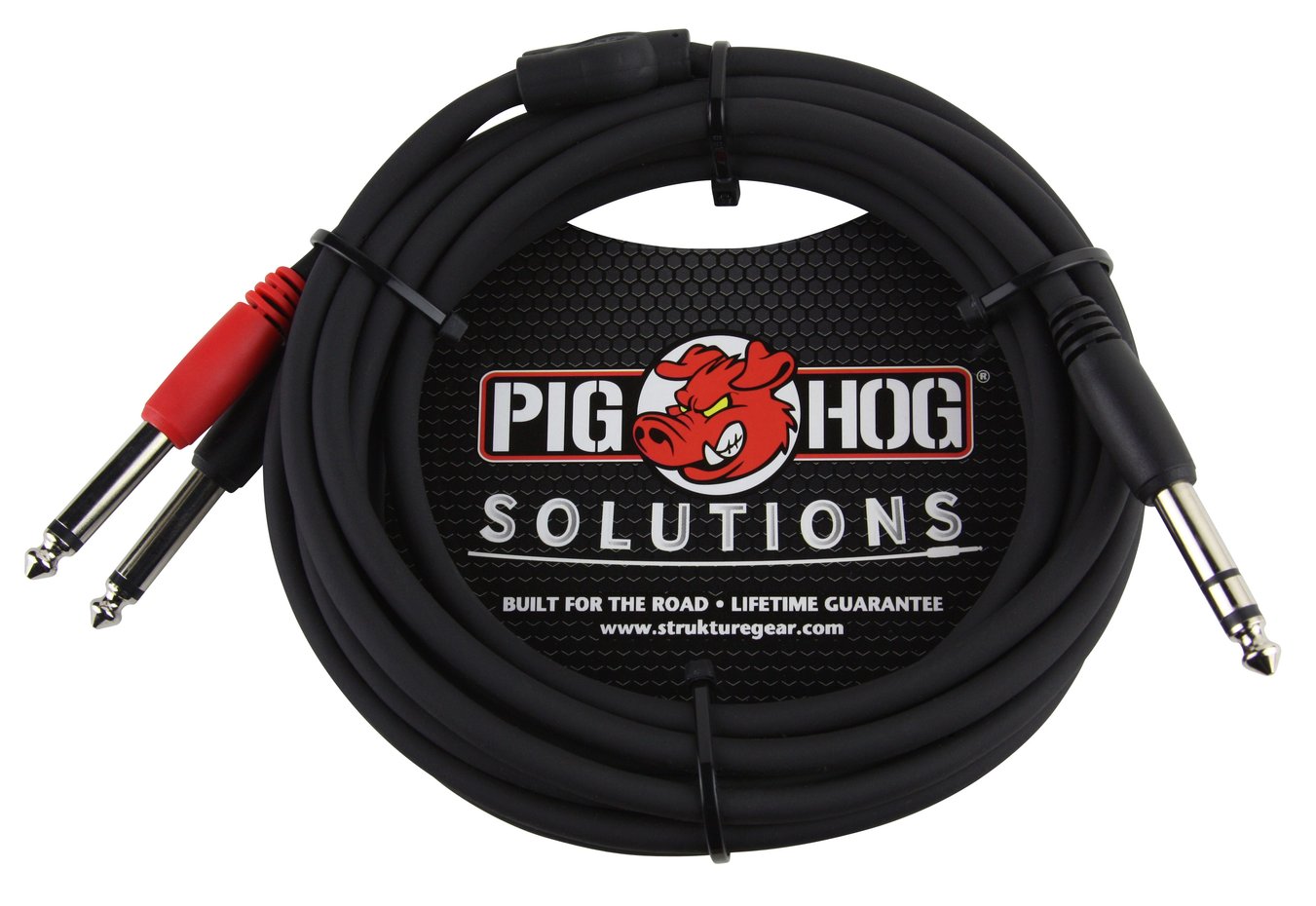 New - Pig Hog Solutions 10ft TRS(M) Dual Mono TS Male 1/4" Insert Cable PYIC10