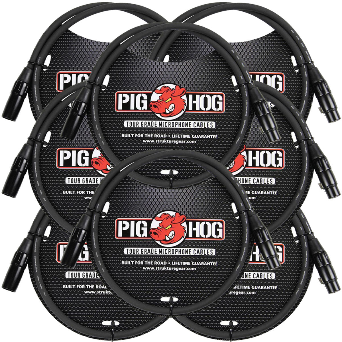 8-Pack Pig Hog PHM3 8mm Tour Grade Microphone XLR Cable 3ft - New