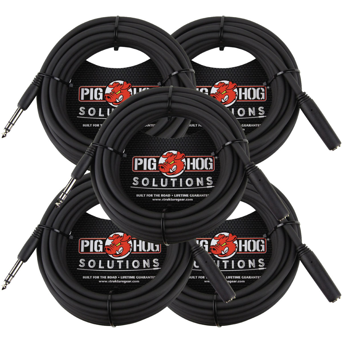 5 PACK Pig Hog PHX14-25 Solutions - 25ft Headphone Extension Cable, 1/4" - NEW