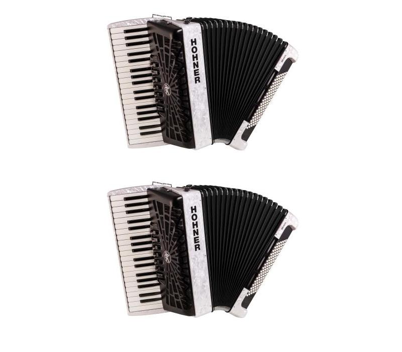 Hohner Bravo III 96 Chromatic Piano Key Accordion - Pearl White -NEW