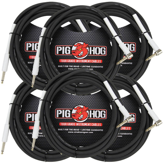 6 Pack Pig Hog PH186R Right Angle 8mm 18.5FT 1/4"-1/4"  Inst Cable Lifetime Warranty!