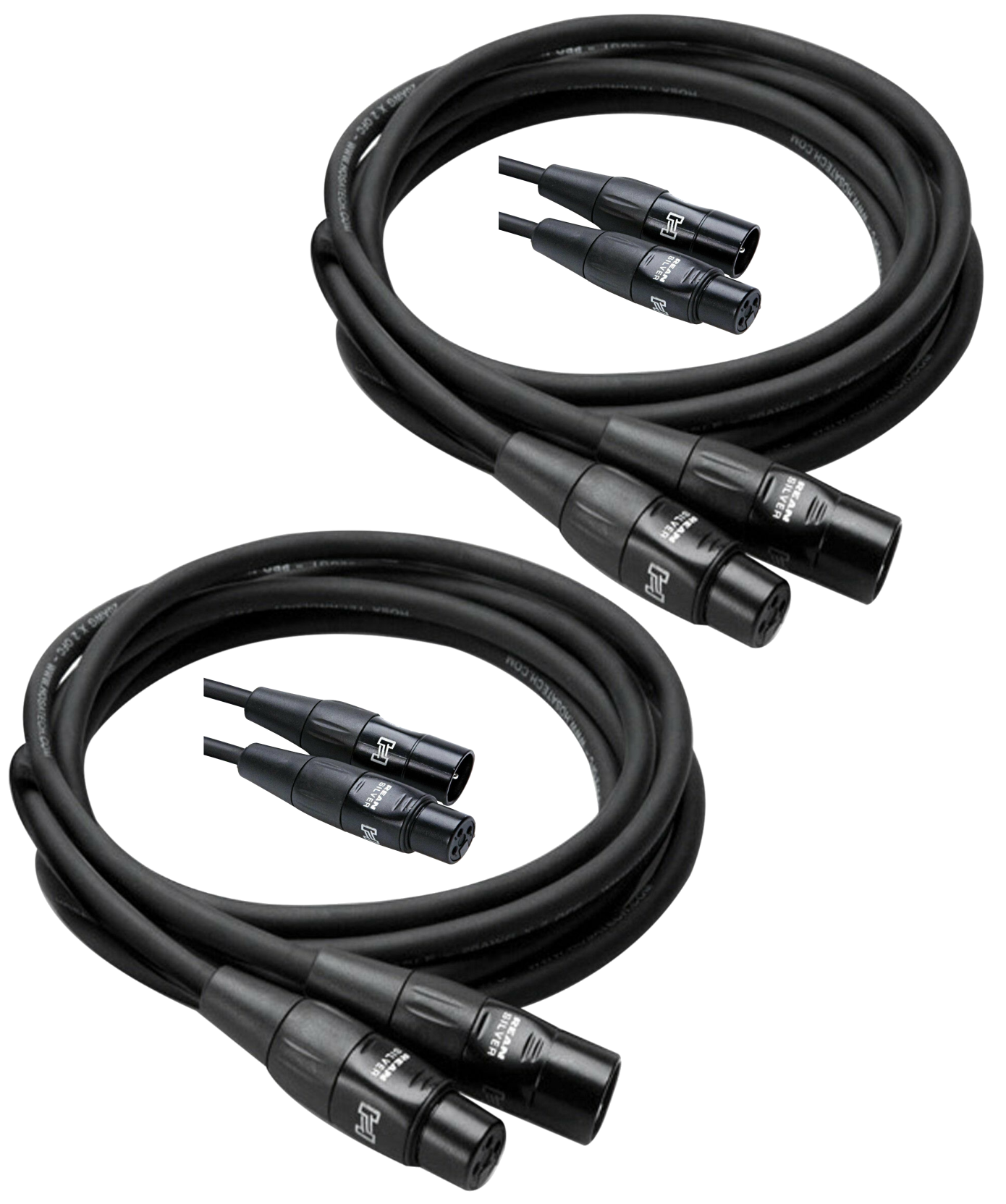 2 Pack Hosa Pro Microphone Cable, Neutrik REAN Connectors REAN XLR3F to XLR3M, HMIC-010 (10 Feet)