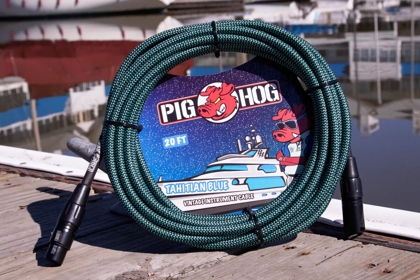 New - PIG HOG PHM20TAB "TAHITIAN BLUE" WOVEN MIC CABLE, 20FT XLR