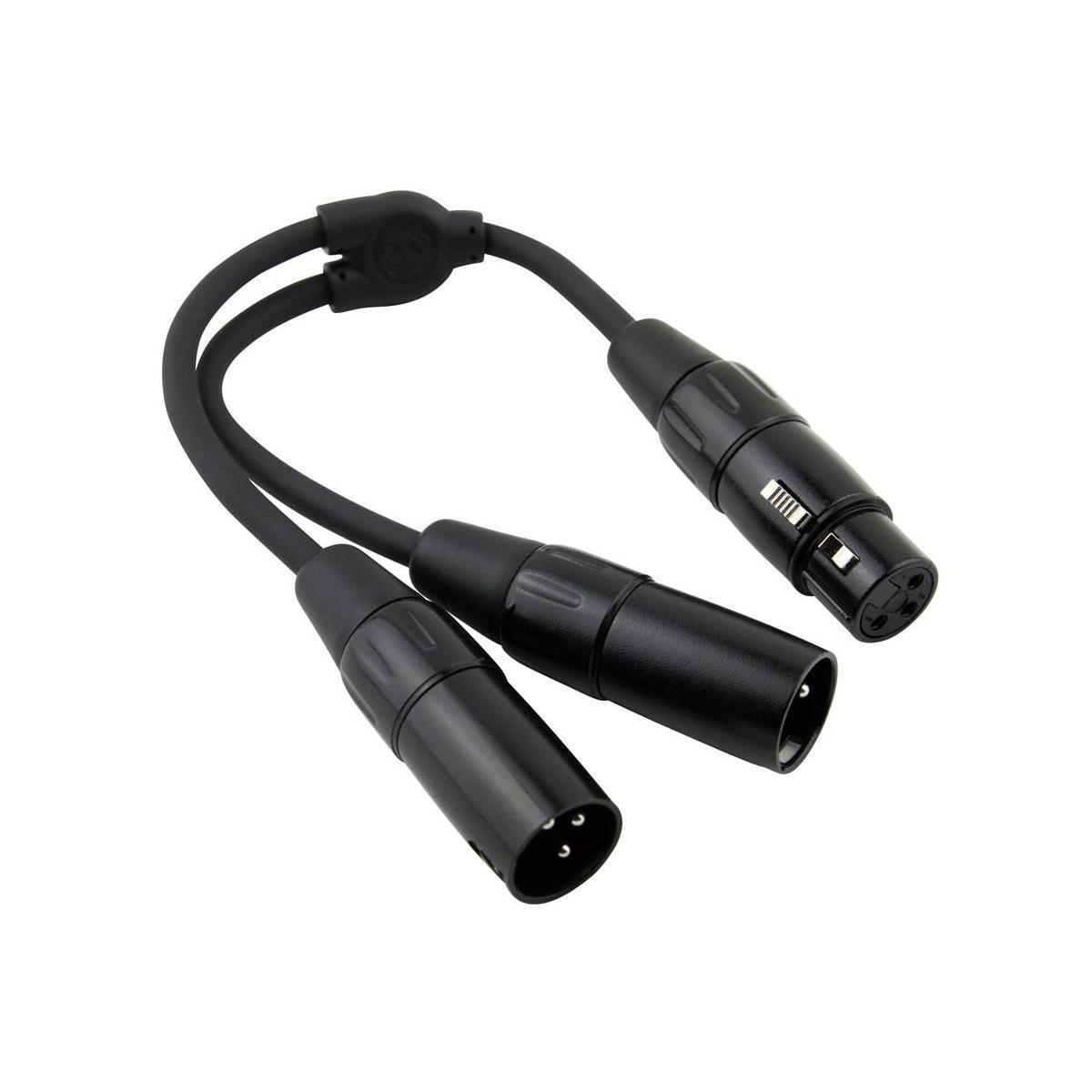 2 Pack Pig Hog Solutions PY-XF2XM - 6" Y Splitter Cable, XLR(F)-DUAL XLR(M) - New