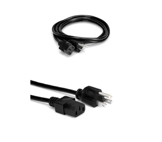 New - Hosa PWC-148 Power Cord, 18 AWG, IEC C13 to NEMA 5-15P, 8 Feet