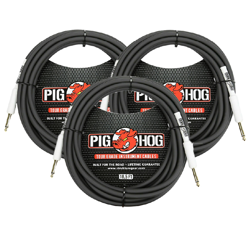 New - Pig Hog PH186 8mm Tour Grade Instrument Cable 18.6 FT 3 Pack