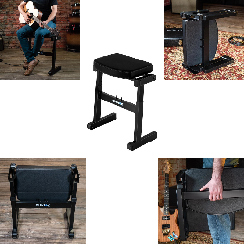 Quik Lok BZ-7BK Heavy Duty Fast Set Up Guitar Stool For any seated Musicians