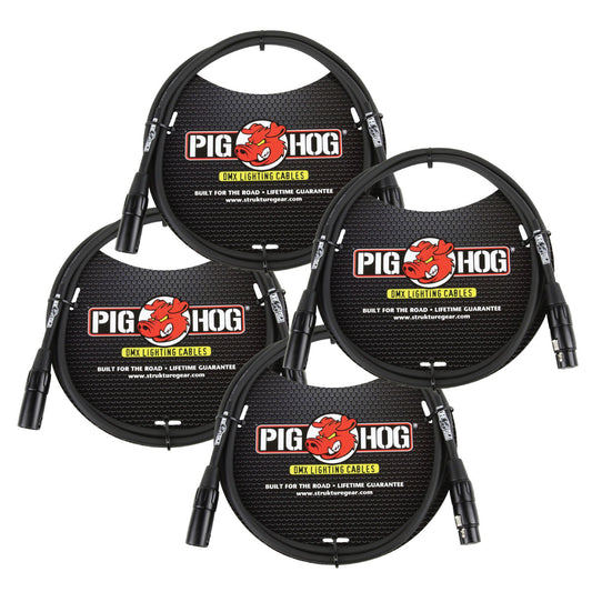 Lifetime Warranty! 4 PACK Pig Hog PHDMX5 5ft DMX Lighting Cable 3 Pin - NEW