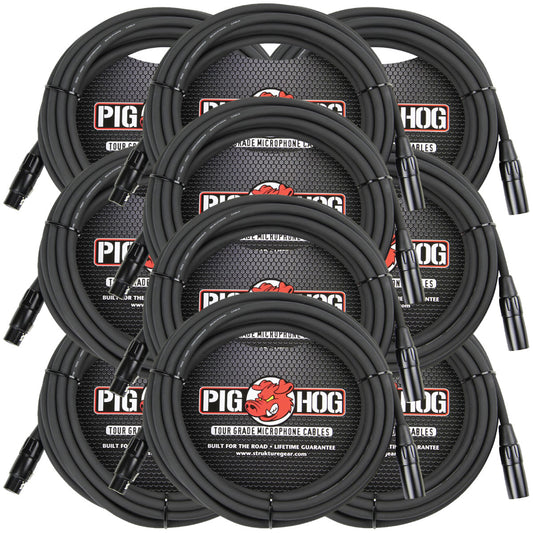 10 Pack Pig Hog PHM30 XLR High Performance 8mm Microphone 30 Foot Ft Mic Cable Lifetime Warranty!