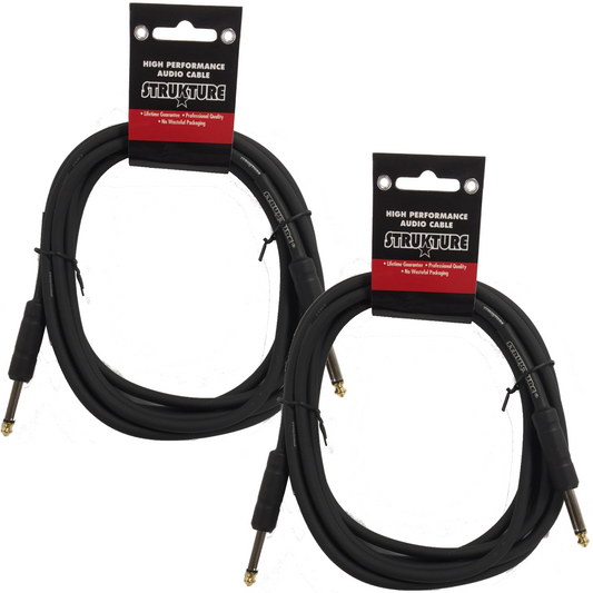 2 PACK Black Strukture 10ft Instrument Cable 6MM Rubber SC10R Lifetime Warranty!