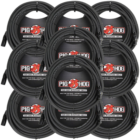 10 Pack Pig Hog PHM50 XLR High Performance 8mm Microphone Cable, 50 Ft - NEW