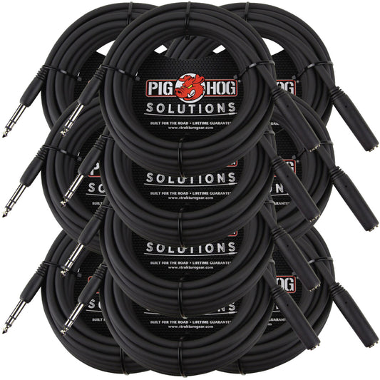 10 PACK Pig Hog PHX14-25 Solutions - 25ft Headphone Extension Cable, 1/4" - NEW